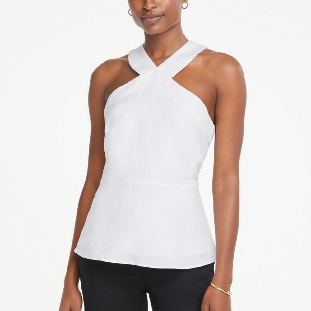 Ann Taylor Factor Linen Blend Halter Top